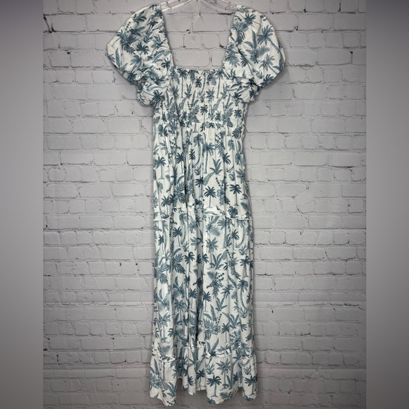 Show Me Your Mumu Norma Midi Dress Blue Lagoon Palm - Picture 4 of 7